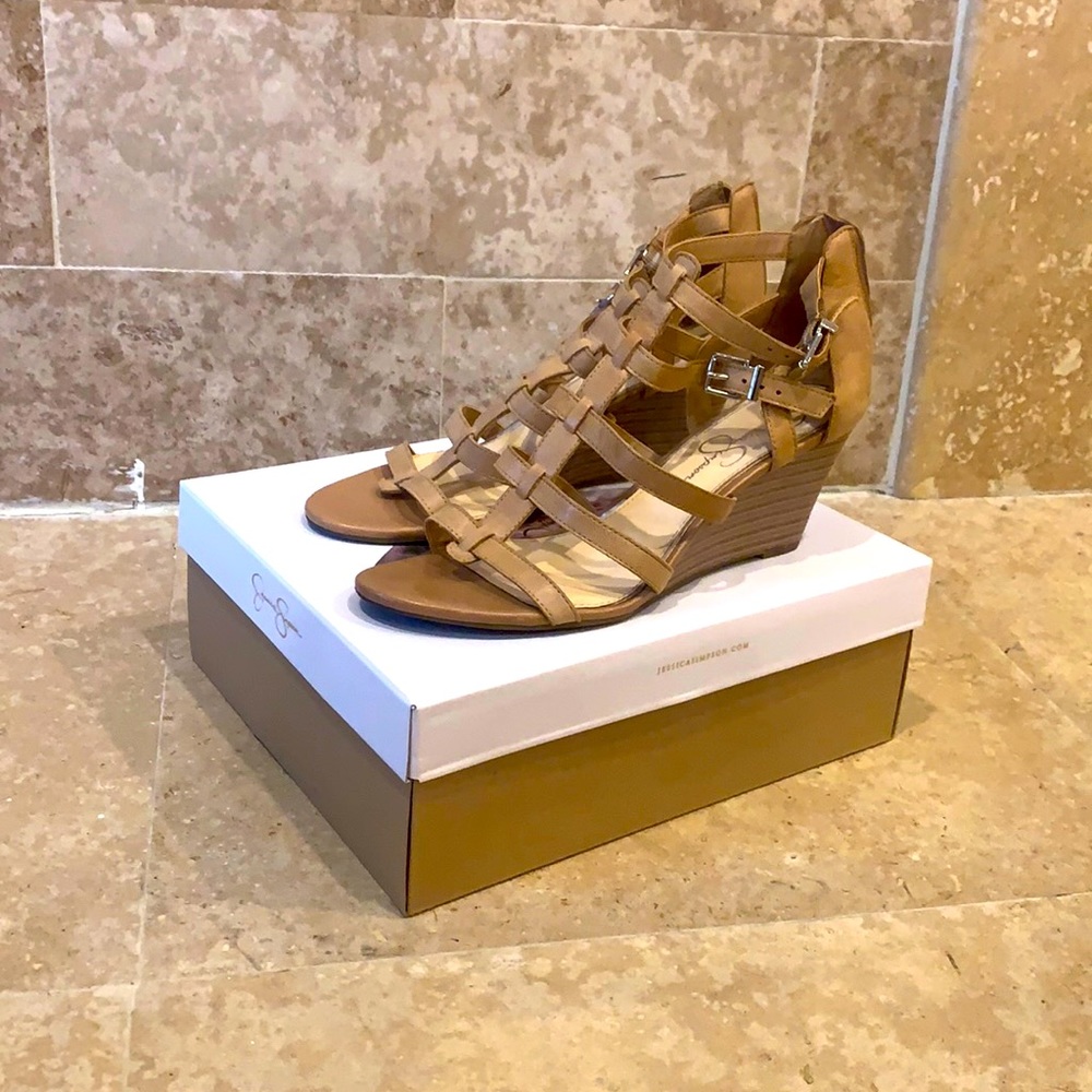 Jessica Simpson Nude Wedge Sandals